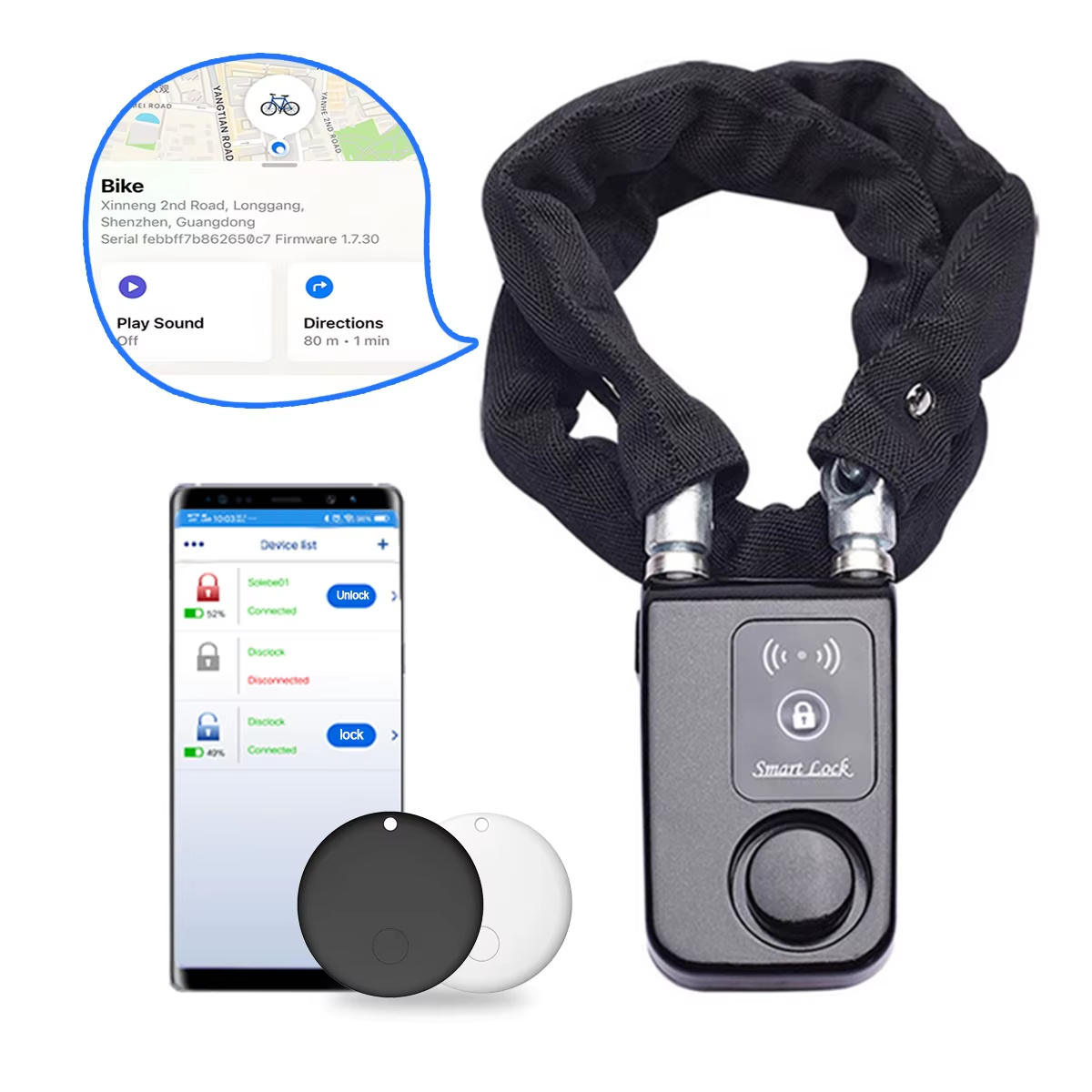 Commuter Bike Lock - Kunci Rantai Sepeda Alarm 110dB dengan
